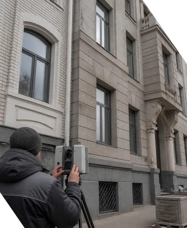 Лазерное сканирование фасадов зданий для обследования в Вологде